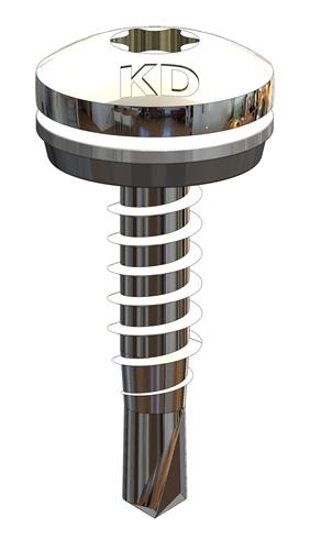 RVS Bi-metaal Boorschroef 4,8x20 mm met 10 mm Afdichtingsring - RAL9005 Gitzwart, Boorpunt #1