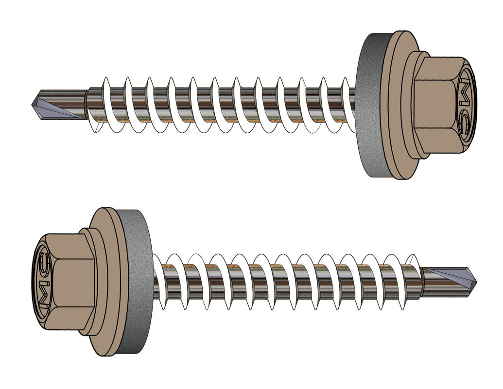 Farmerschroef van 4,8x35mm - boorpunt 1 met kleur R1019 (Grijs ivoor) en 14mm alu ring voor hout
