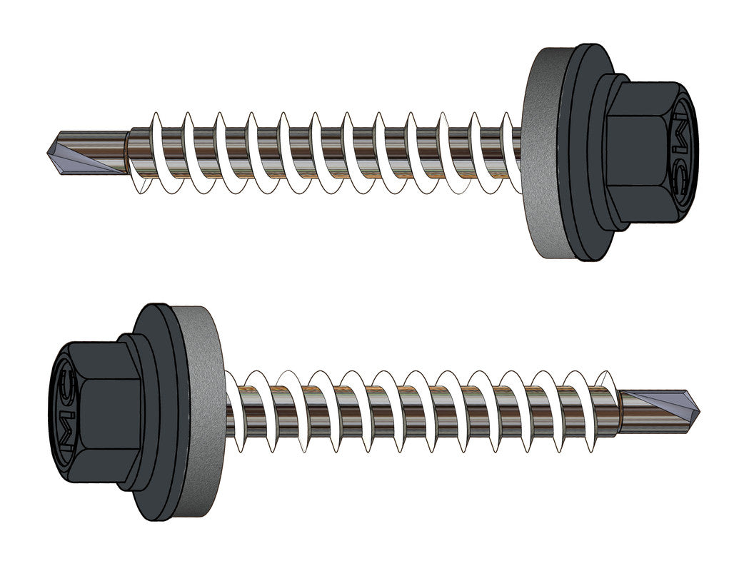 Farmerschroef van 4,8x20mm - boorpunt 1-R7016 (Antracietgrijs) met 14mm alu ring voor staal