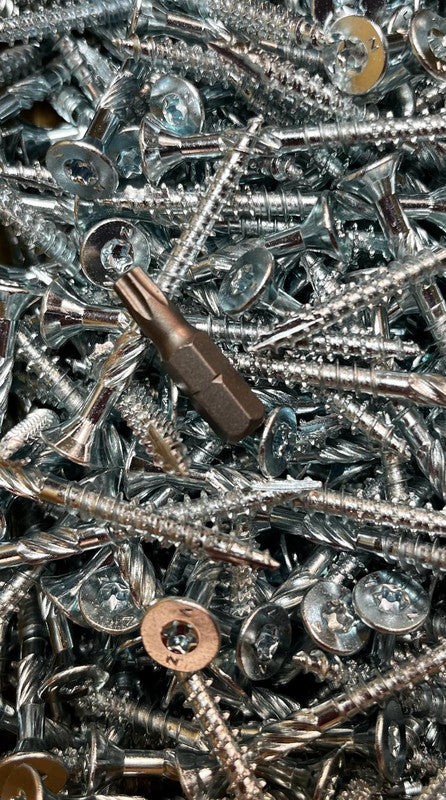 Verzinkte deeldraad houtschroef (Woodpecker) 3.5x40/24 met Torx-15 en platverzonken kop, Staal verzinkt