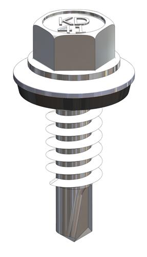 Zelfborende Schroef RVS 410 4,8x32 - Ring14mm - Boorpunt #3 - Zeskantkop 5/16'' - Kleur op aanvraag - Let op 5 werkdagen levertijd