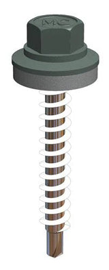 Farmerschroef 4,8x35 mm - staal verzinkt met alu ring, boorpunt 1 - R3009 (Oxyderood)