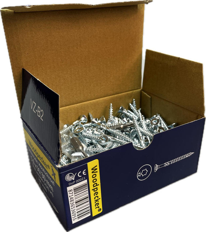 Multifunctionele houtschroef 8,0x80/48 - deeldraad, verzinkt staal, Torx 40, platverzonken kop