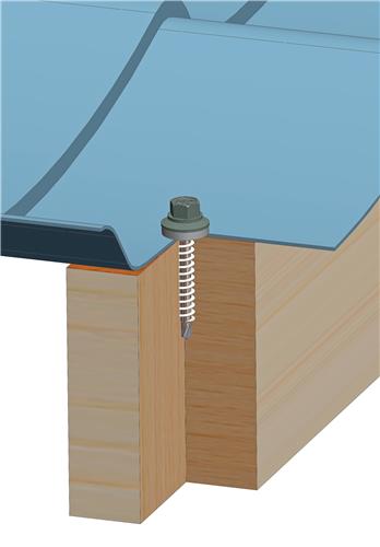 Farmerschroef van 4,8x28mm - boorpunt 1 met kleur: R9006 (Wit aluminium) en 14mm alu ring voor hout