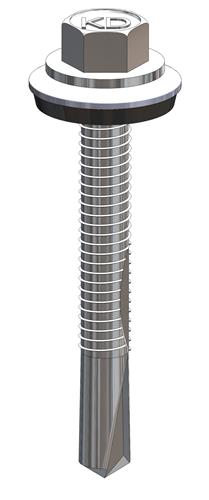 Boorschroef RVS A2 Bimetaal - 5,5 x 45 mm - Boorpunt Type 5 - Ring 16mm - Blank