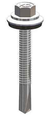 Boorschroef RVS A2 Bimetaal - 5,5 x 45 mm - Boorpunt Type 5 - Ring 16mm - Blank