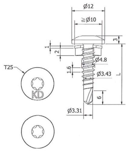 RVS Bi-metaal Boorschroef 5,5x27 mm met 12 mm Afdichtingsring - RAL9006 Witaluminium, Boorpunt #2