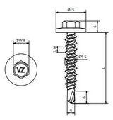 SS1 HiLo Schroef - 5,5 x 35 mm - #1 - Verzinkt met EPDM - RAL9005M Mat Zwart