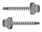 Farmerschroef RVS 410 van 4,8x35mm- boorpunt 1 met 14mm alu ring