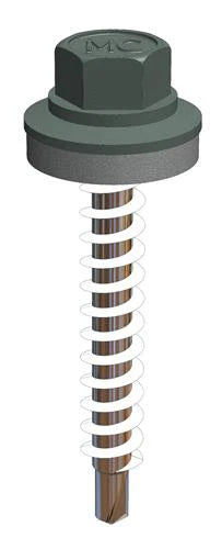 Farmerschroef 4,8x35 mm - staal verzinkt met alu ring, boorpunt 1 - R3020 (Signaalrood)