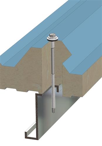 Sandwichpaneelschroef 6,3/5,5x225 mm - staal, Ruspert Silver met 16 mm afdichtingsring - RAL7016