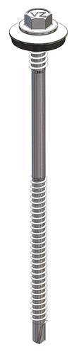 Sandwichpaneelschroef 6,3/5,5x135 mm - staal, Ruspert Silver met 19 mm afdichtingsring - RAL8004