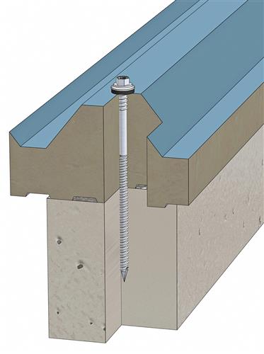 Sandwichpaneelschroef 6,3/6,1x180 mm - staal, Ruspert Silver met 16 mm afdichtingsring - voor betonmontage