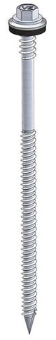Sandwichpaneelschroef 6,3/6,1x180 mm - staal, Ruspert Silver met 16 mm afdichtingsring - voor betonmontage